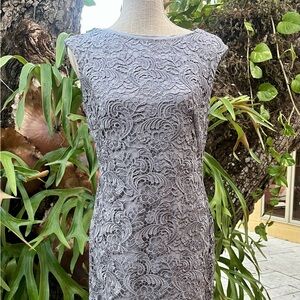 Ralph Lauren Lauren Lace Sheath Dress in Light Gray
